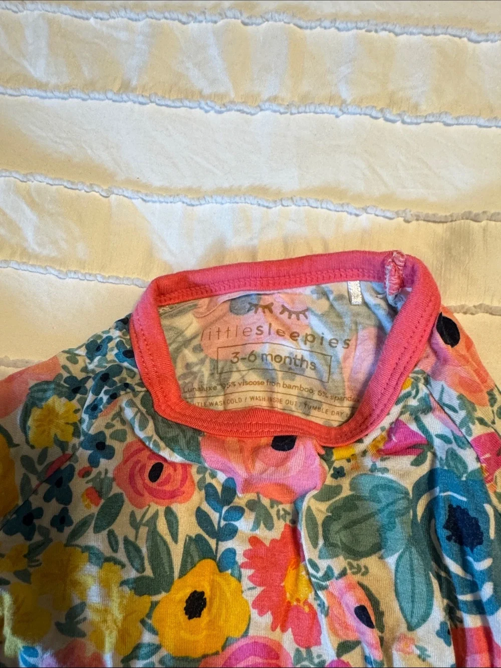 Little Sleepies Multicolor Floral Footie with Pink Accents 3-6 mo